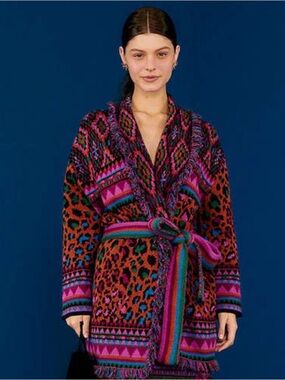 FARM Rio Ainika Tapestry Belted Cardigan